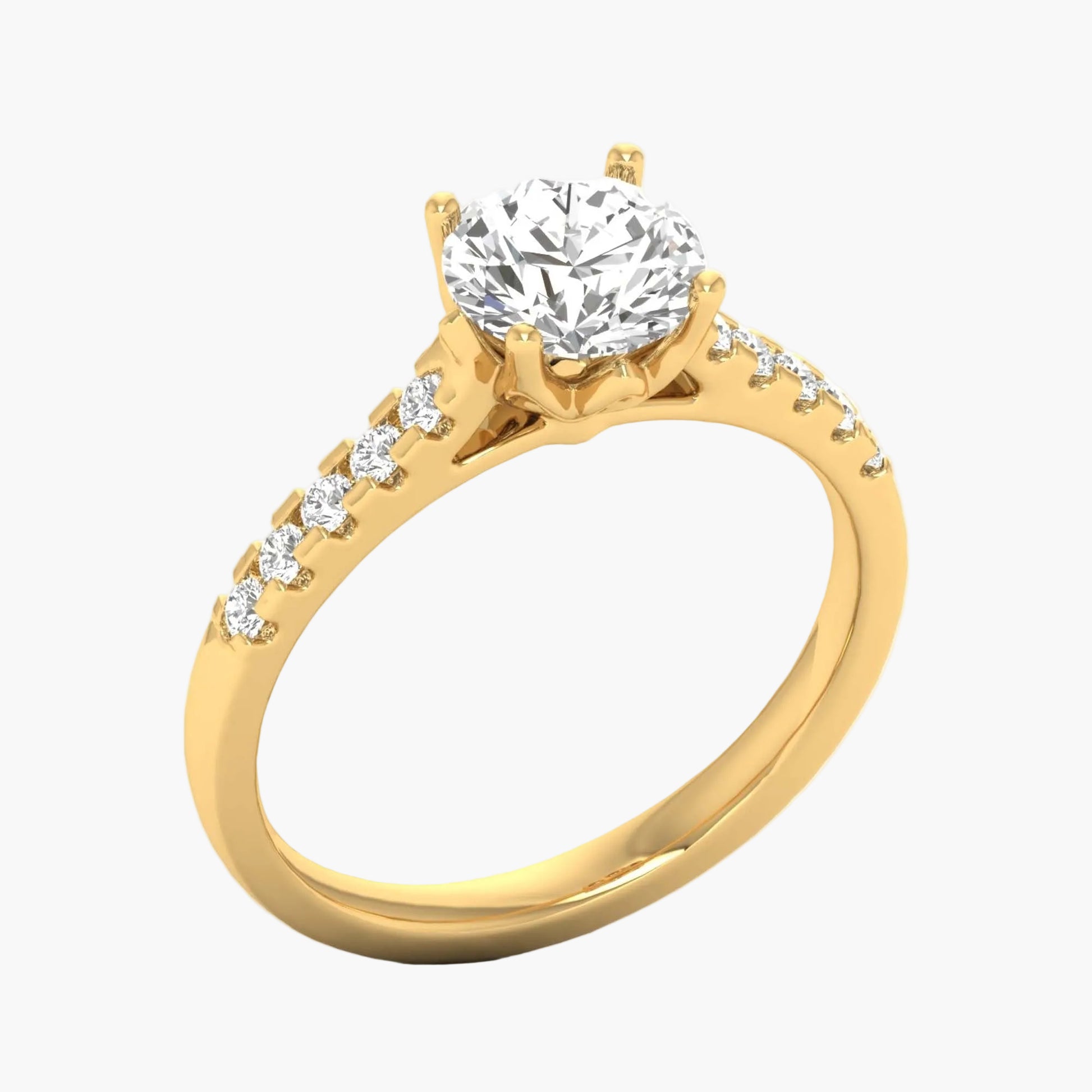 Gold ring with a diamond on a white background, branded 'Green Lab'.