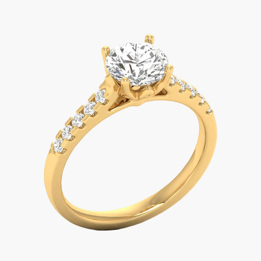 Gold ring with a diamond on a white background, branded 'Green Lab'.