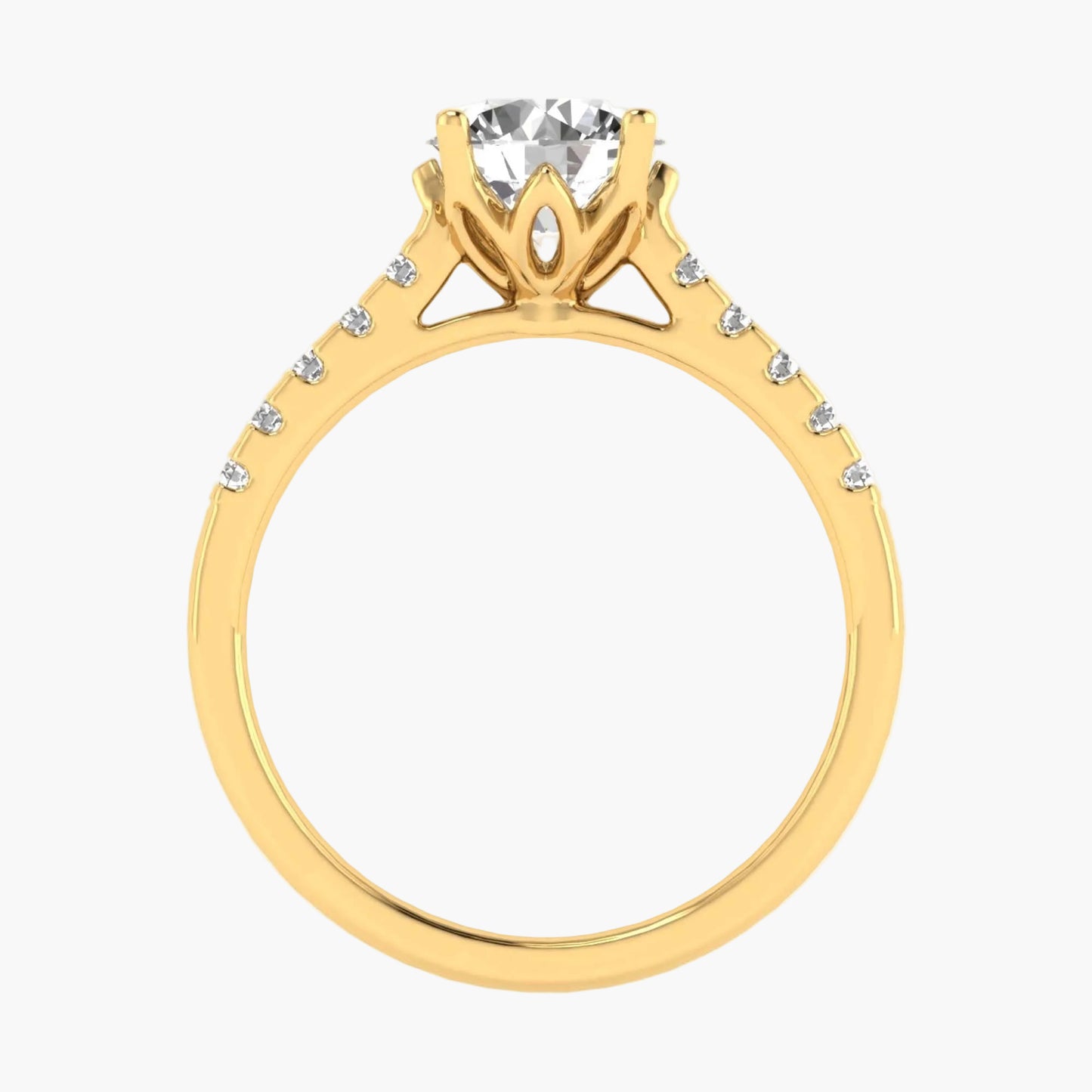 Gold ring with a diamond on a white background, branded 'Green Lab'.