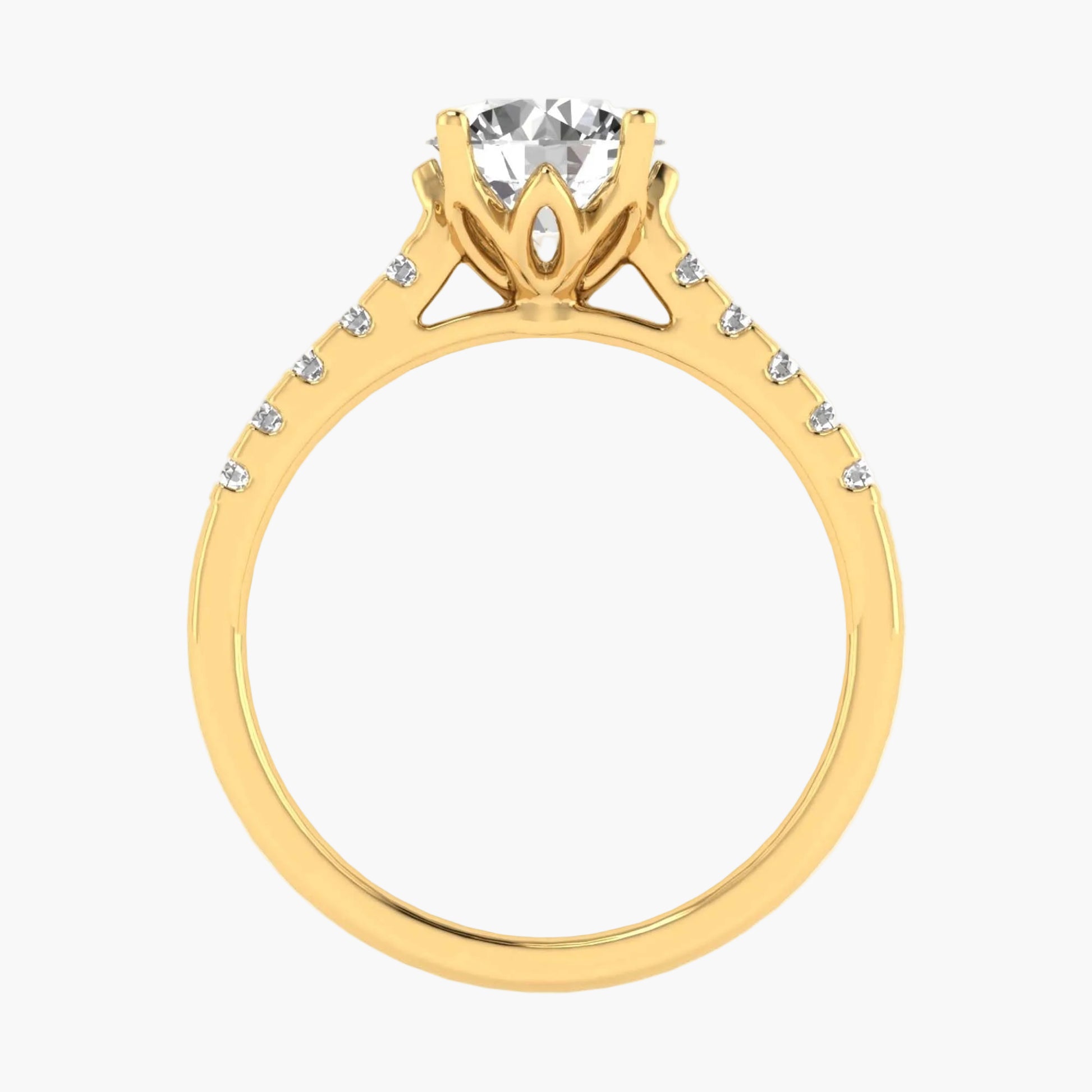 Gold ring with a diamond on a white background, branded 'Green Lab'.