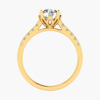 Gold ring with a diamond on a white background, branded 'Green Lab'.