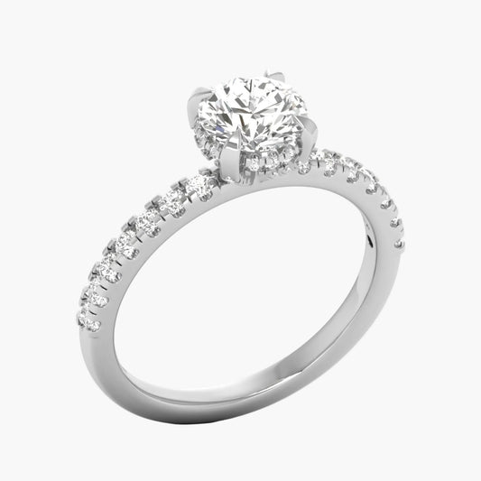 Diamond ring with 'Green Lab' branding on a white background