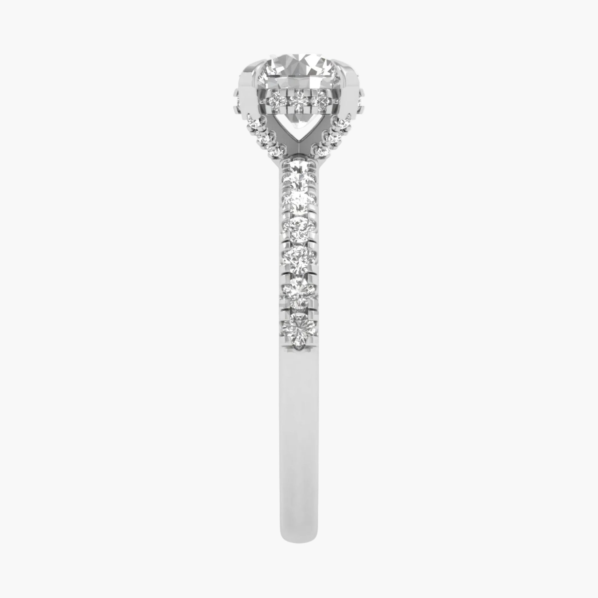 Silver earring with heart-shaped top on a white background