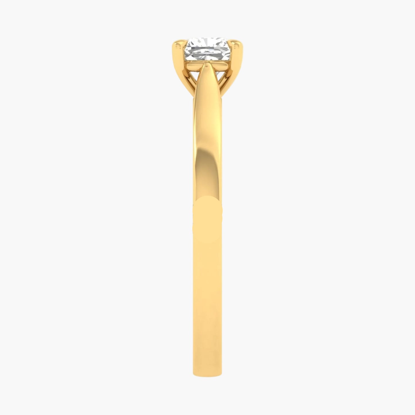 Gold ring with a diamond on a white background