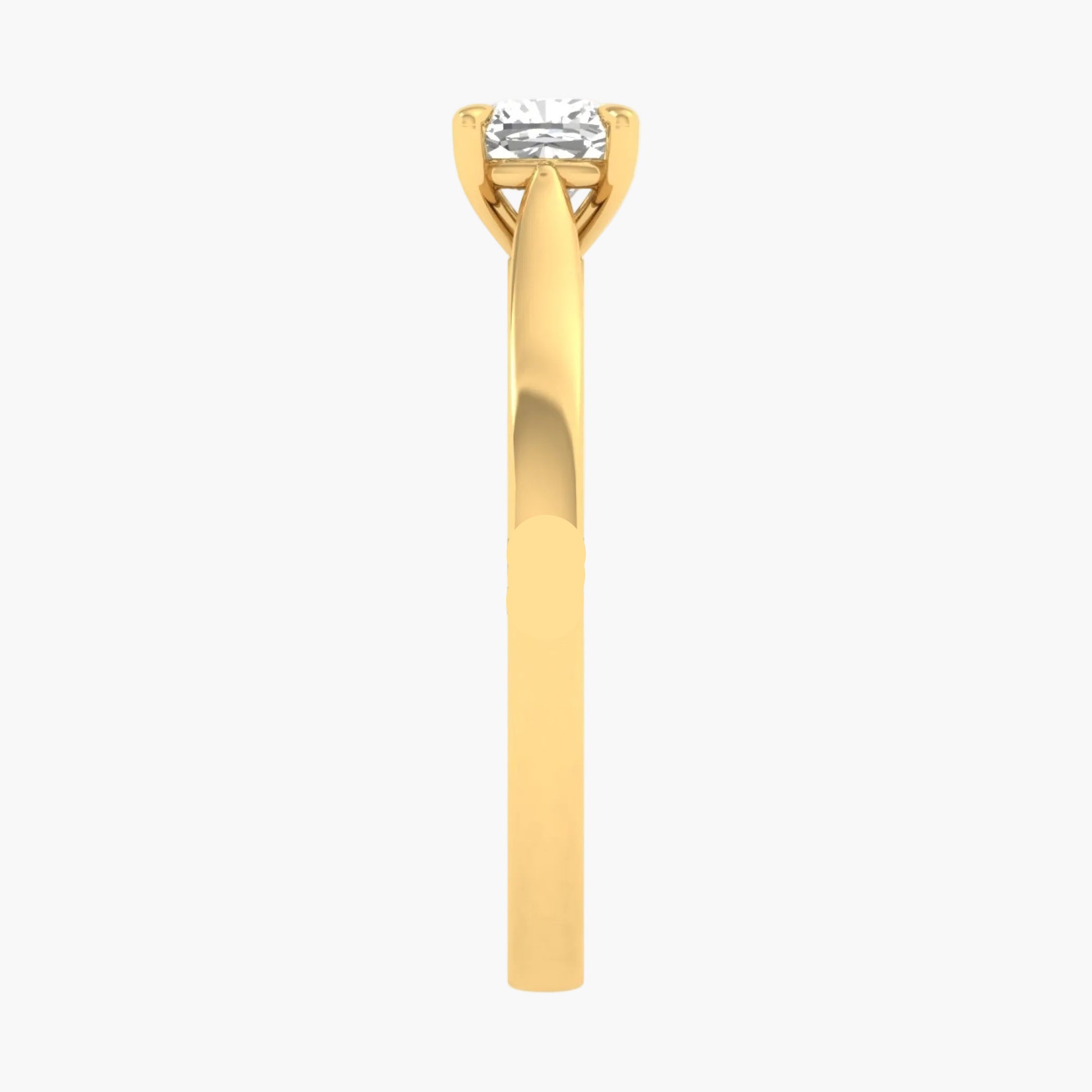 Gold ring with a diamond on a white background