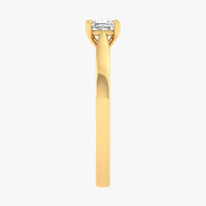 Gold ring with a diamond on a white background