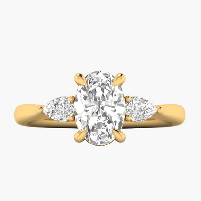 Gold ring with a diamond on a white background
