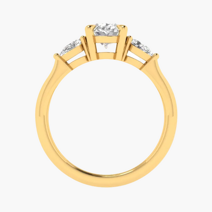 Gold ring with diamonds on a white background, featuring 'Green Lab' branding.