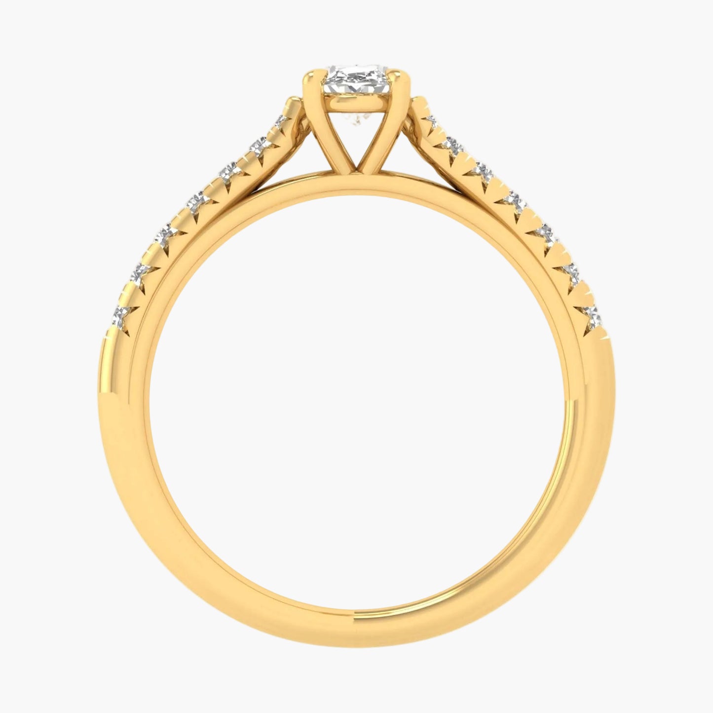 Gold ring with diamonds on a white background, featuring 'Green Lab' branding.