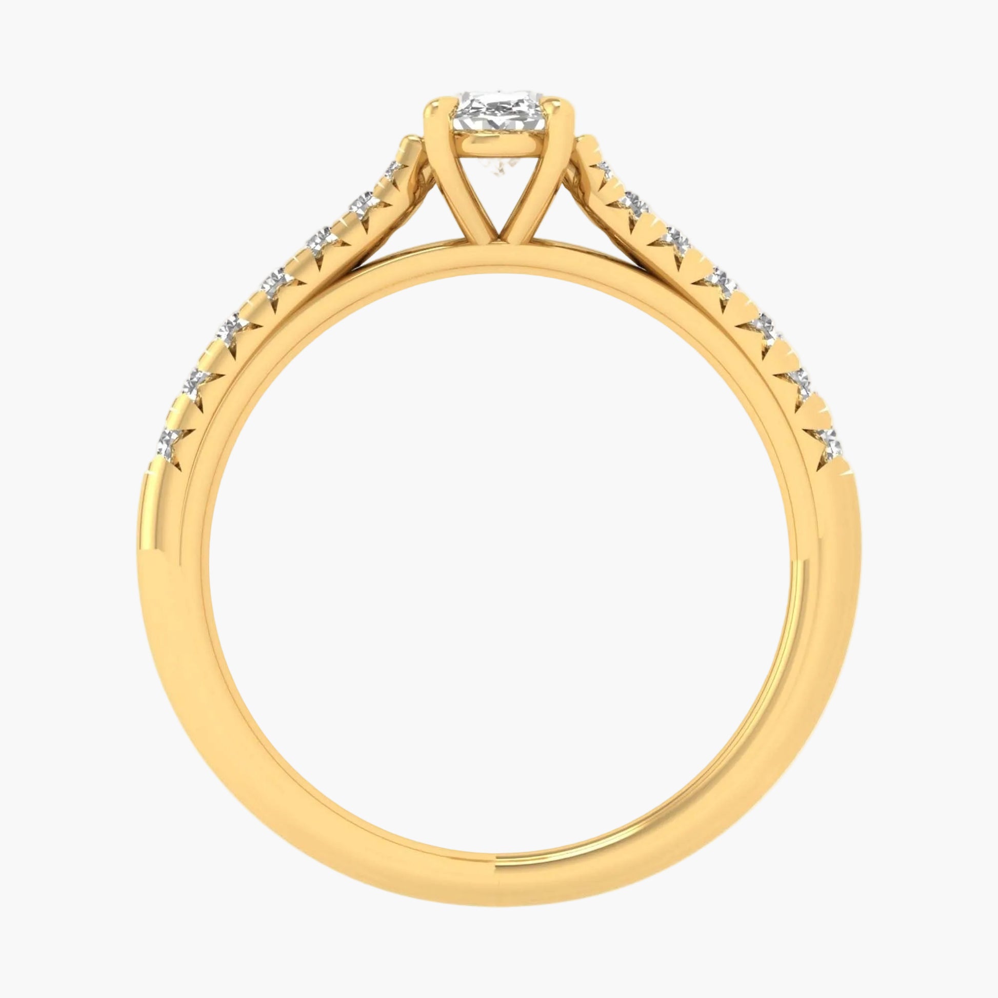Gold ring with diamonds on a white background, featuring 'Green Lab' branding.