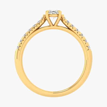 Gold ring with diamonds on a white background, featuring 'Green Lab' branding.
