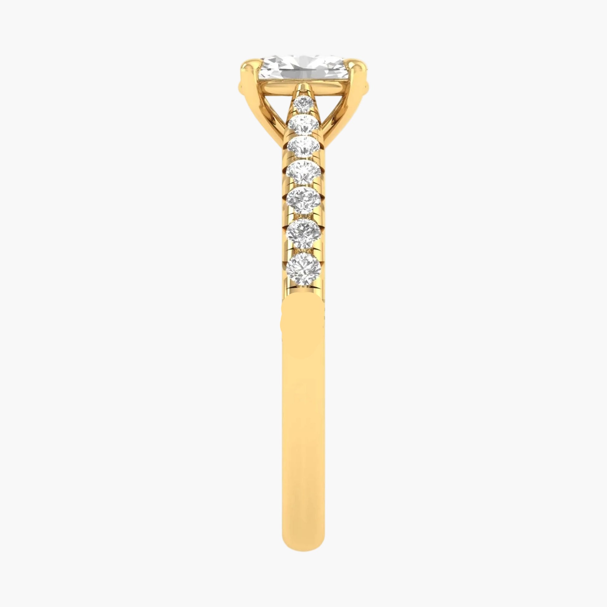 Gold ring with a diamond on a white background