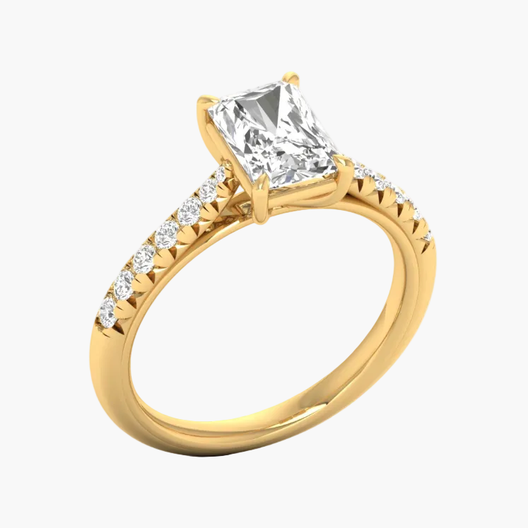 Luxury Radiant Cut Pave Engagement Diamond Ring