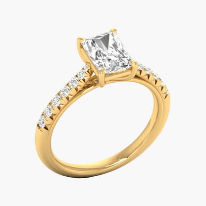 Luxury Radiant Cut Pave Engagement Diamond Ring