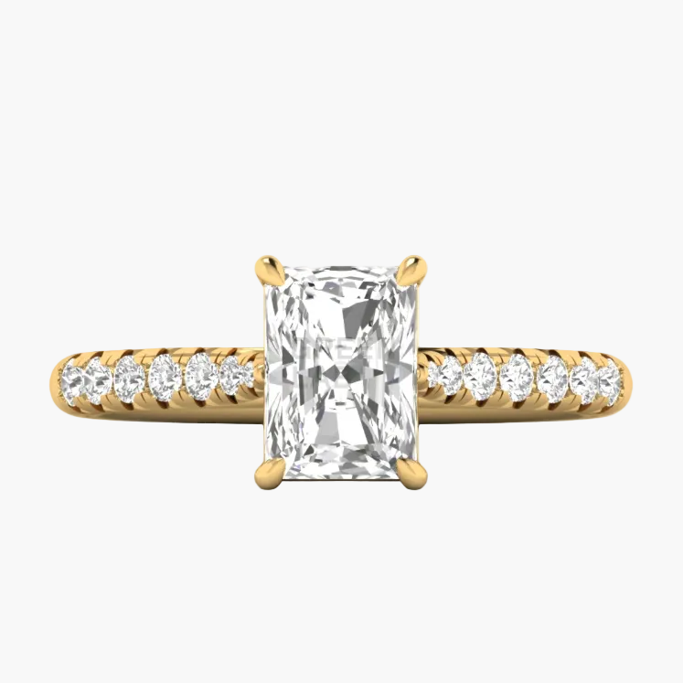 Luxury Radiant Cut Pave Engagement Diamond Ring