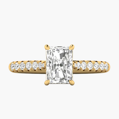Luxury Radiant Cut Pave Engagement Diamond Ring