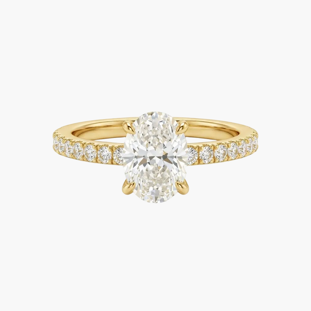 Sophisticated Micro-Pave Oval Cut Diamond Ring