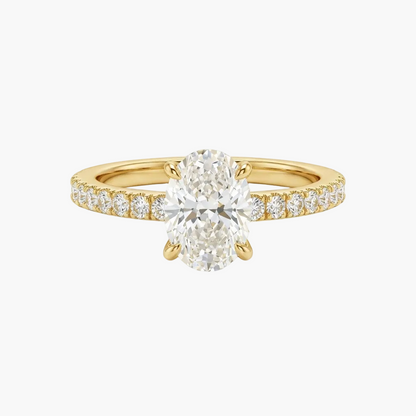 Sophisticated Micro-Pave Oval Cut Diamond Ring