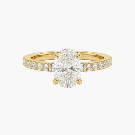 Sophisticated Micro-Pave Oval Cut Diamond Ring
