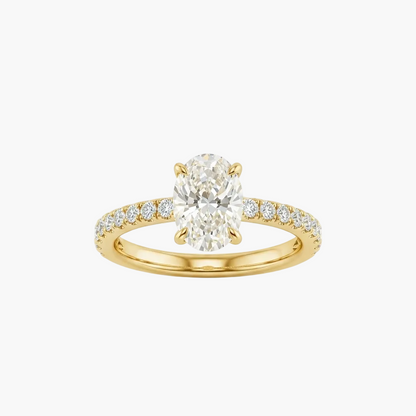 Sophisticated Micro-Pave Oval Cut Diamond Ring