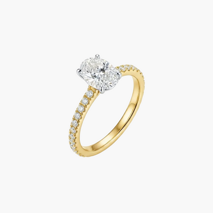 Sophisticated Micro-Pave Oval Cut Diamond Ring