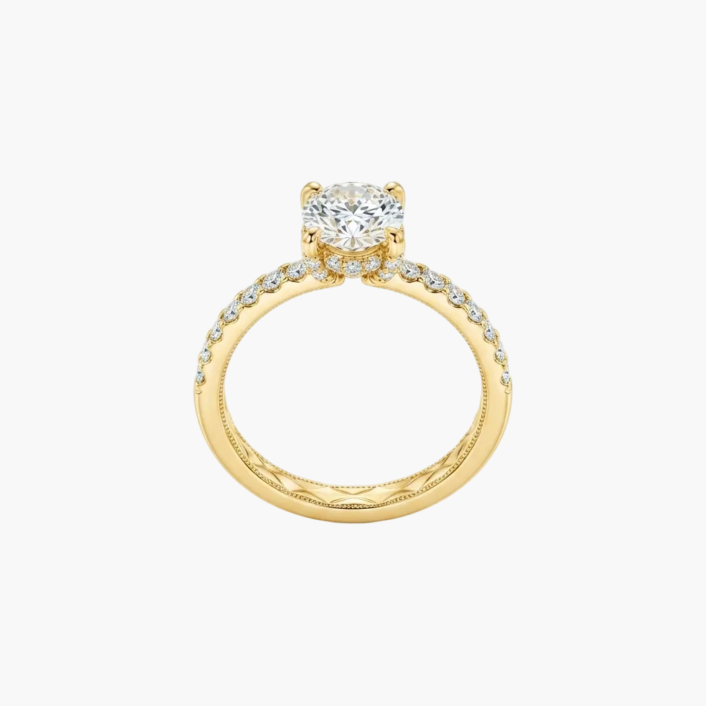 Sophisticated Micro-Pave Oval Cut Diamond Ring