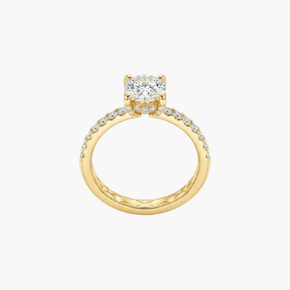 Sophisticated Micro-Pave Oval Cut Diamond Ring