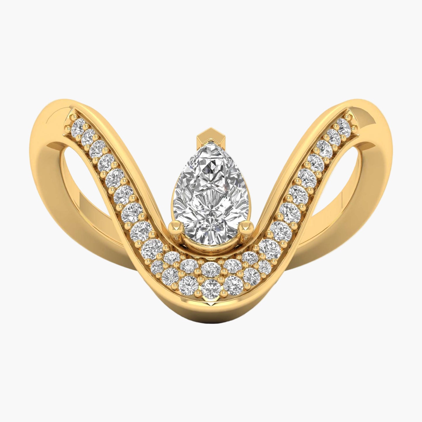 Modern Asymmetric Curved Diamond Ring