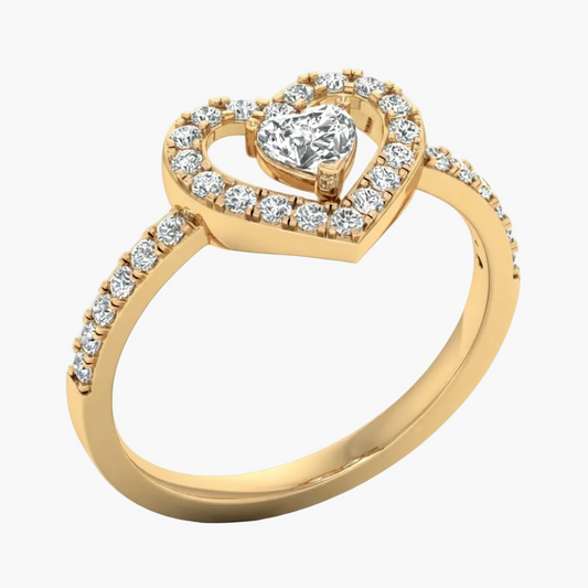 Romantic Floating Heart Diamond Ring