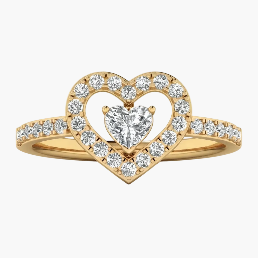 Romantic Floating Heart Diamond Ring
