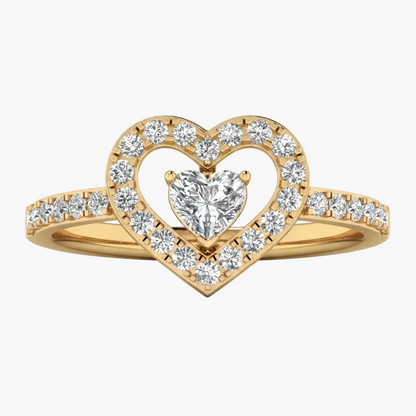 Romantic Floating Heart Diamond Ring