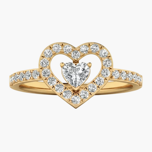 Romantic Floating Heart Diamond Ring