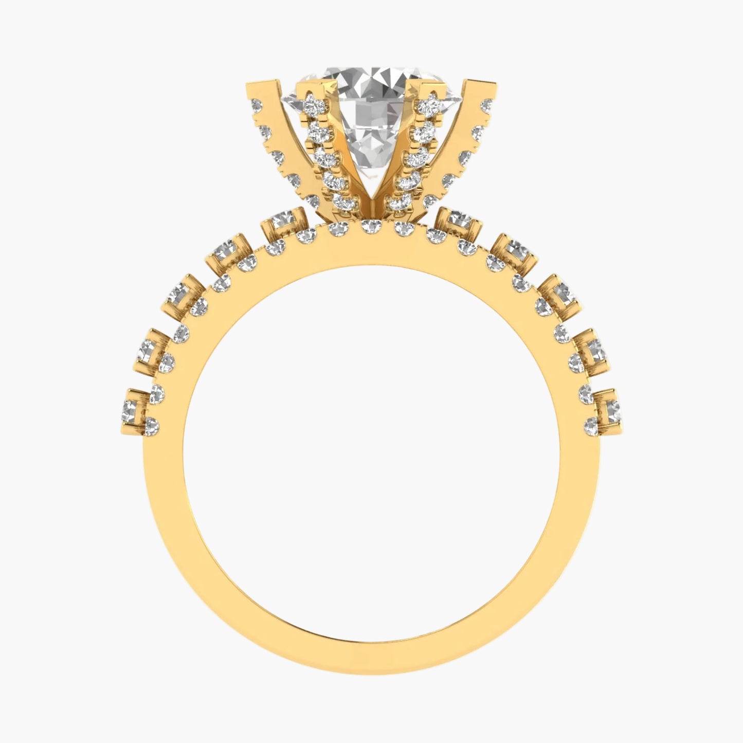 Gold ring with diamond accents on a white background, featuring 'Green Lab' branding.