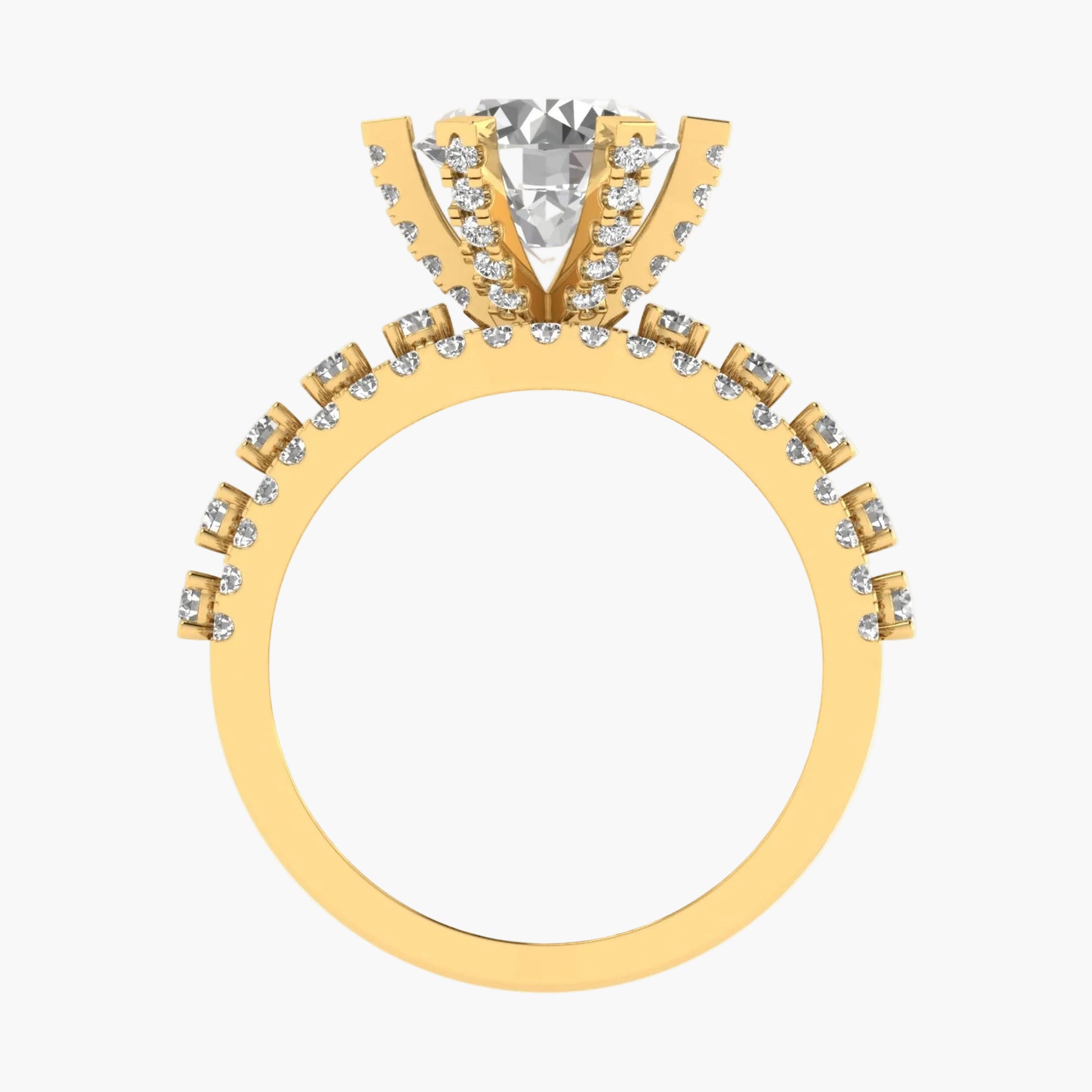 Gold ring with diamond accents on a white background, featuring 'Green Lab' branding.
