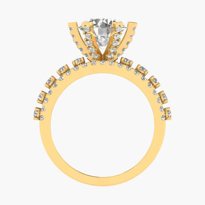 Gold ring with diamond accents on a white background, featuring 'Green Lab' branding.