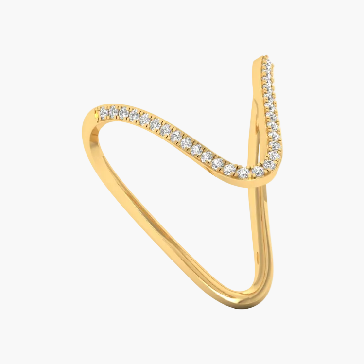 Wavy Asymmetric Pave Diamond Ring