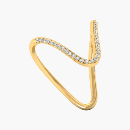 Wavy Asymmetric Pave Diamond Ring