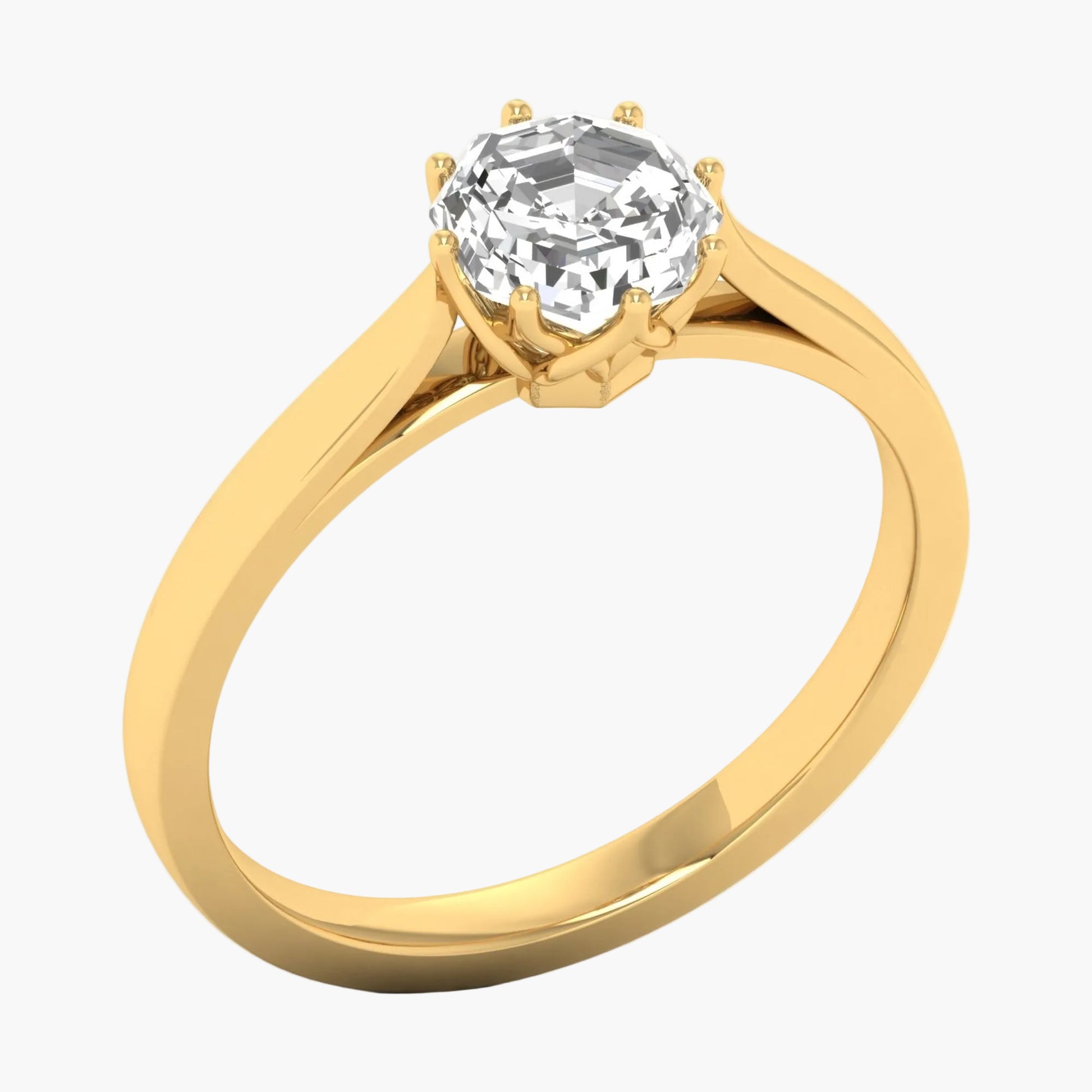 Gold ring with a diamond on a white background, branded 'Green Lab'.