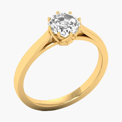 Gold ring with a diamond on a white background, branded 'Green Lab'.