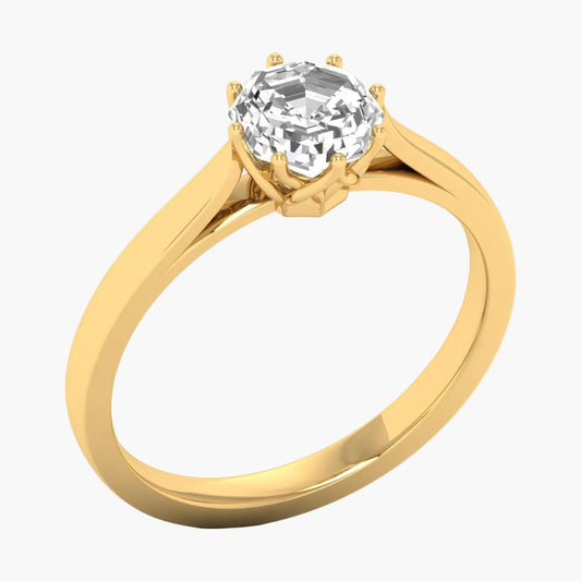 Gold ring with a diamond on a white background, branded 'Green Lab'.