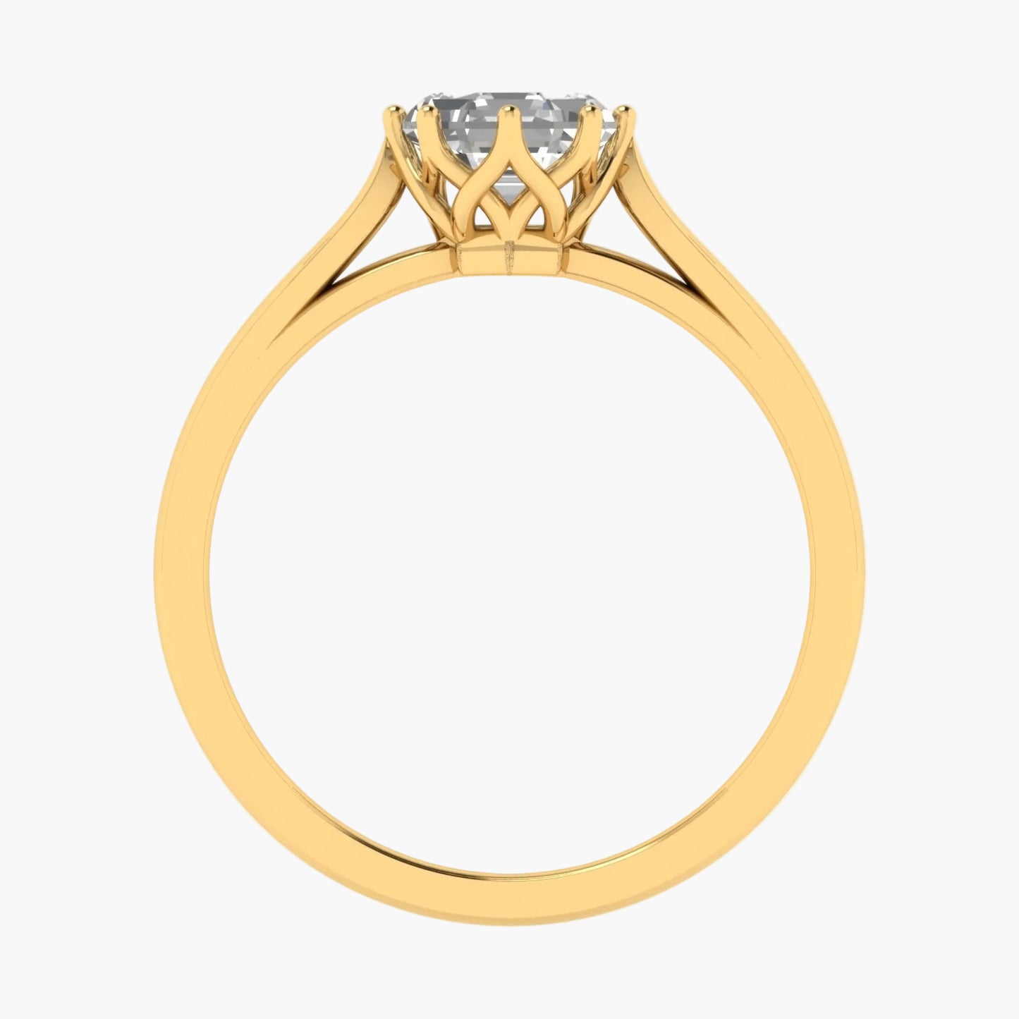 Gold ring with a diamond on a white background, featuring 'Green Lab' branding.