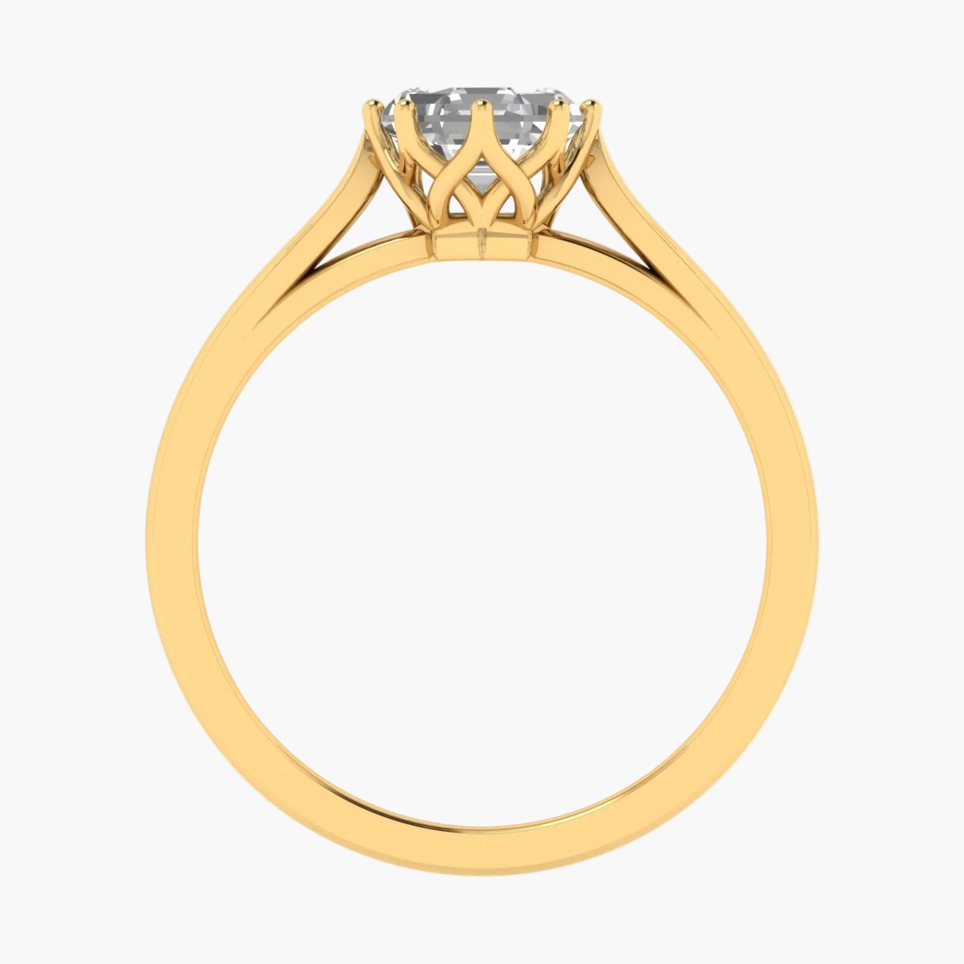 Gold ring with a diamond on a white background, featuring 'Green Lab' branding.