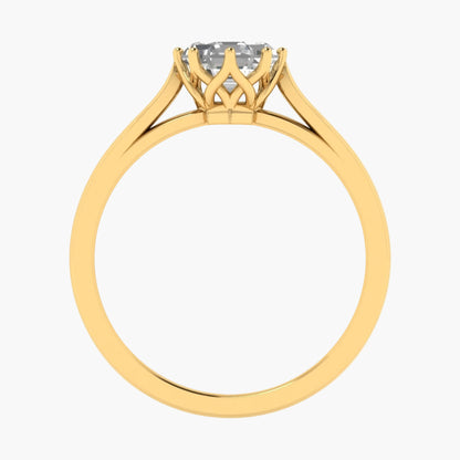 Gold ring with a diamond on a white background, featuring 'Green Lab' branding.