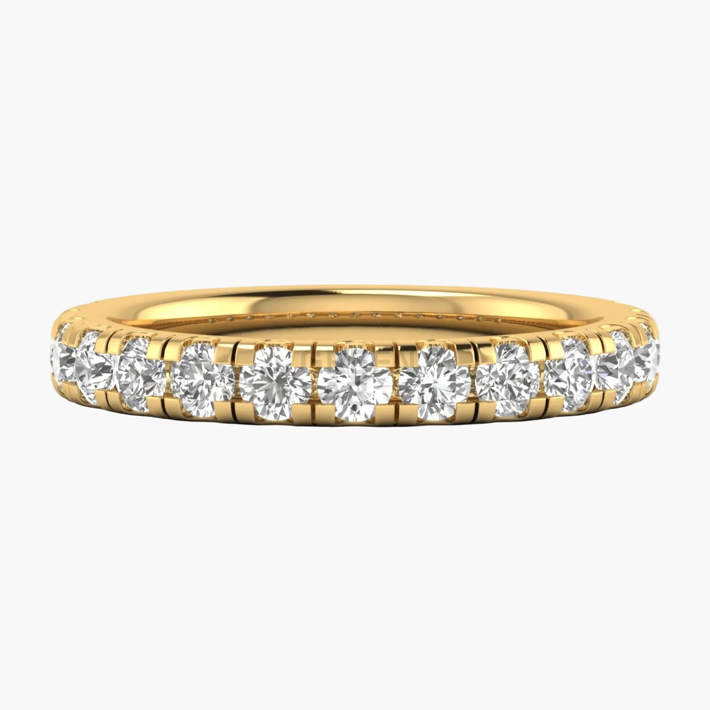 Gold ring with diamonds on a white background