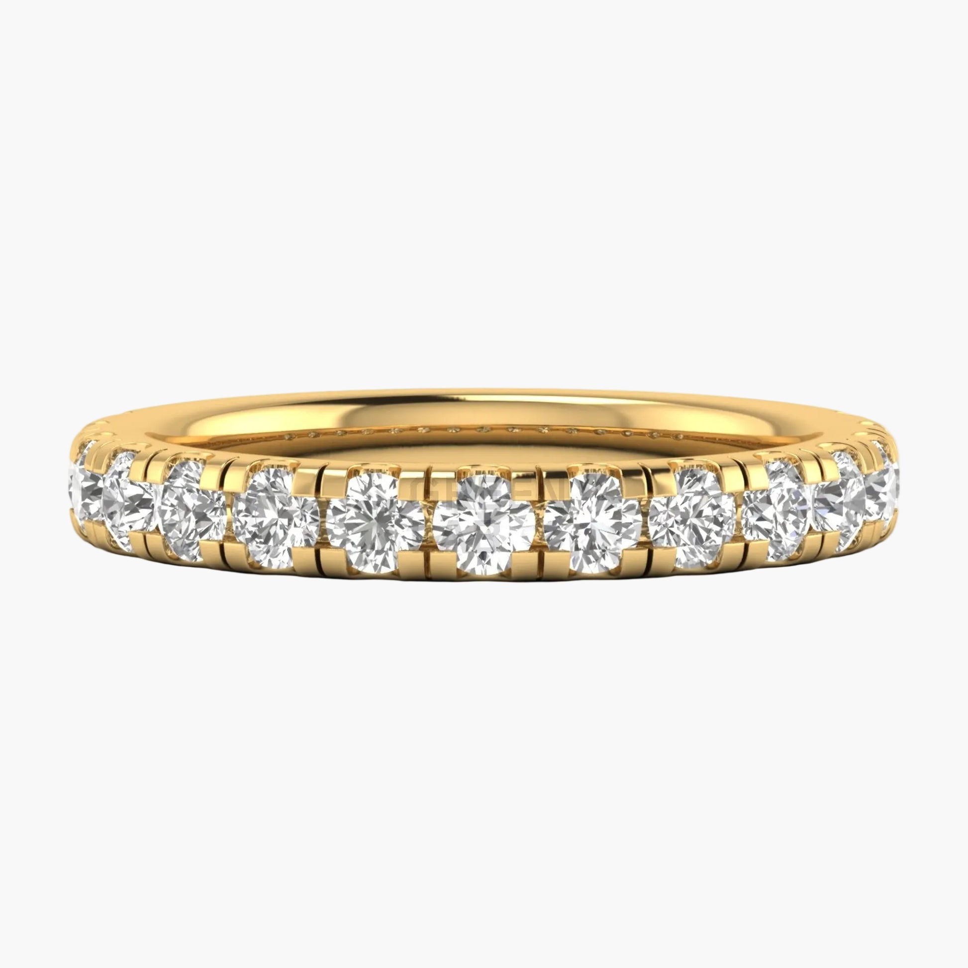 Gold ring with diamonds on a white background