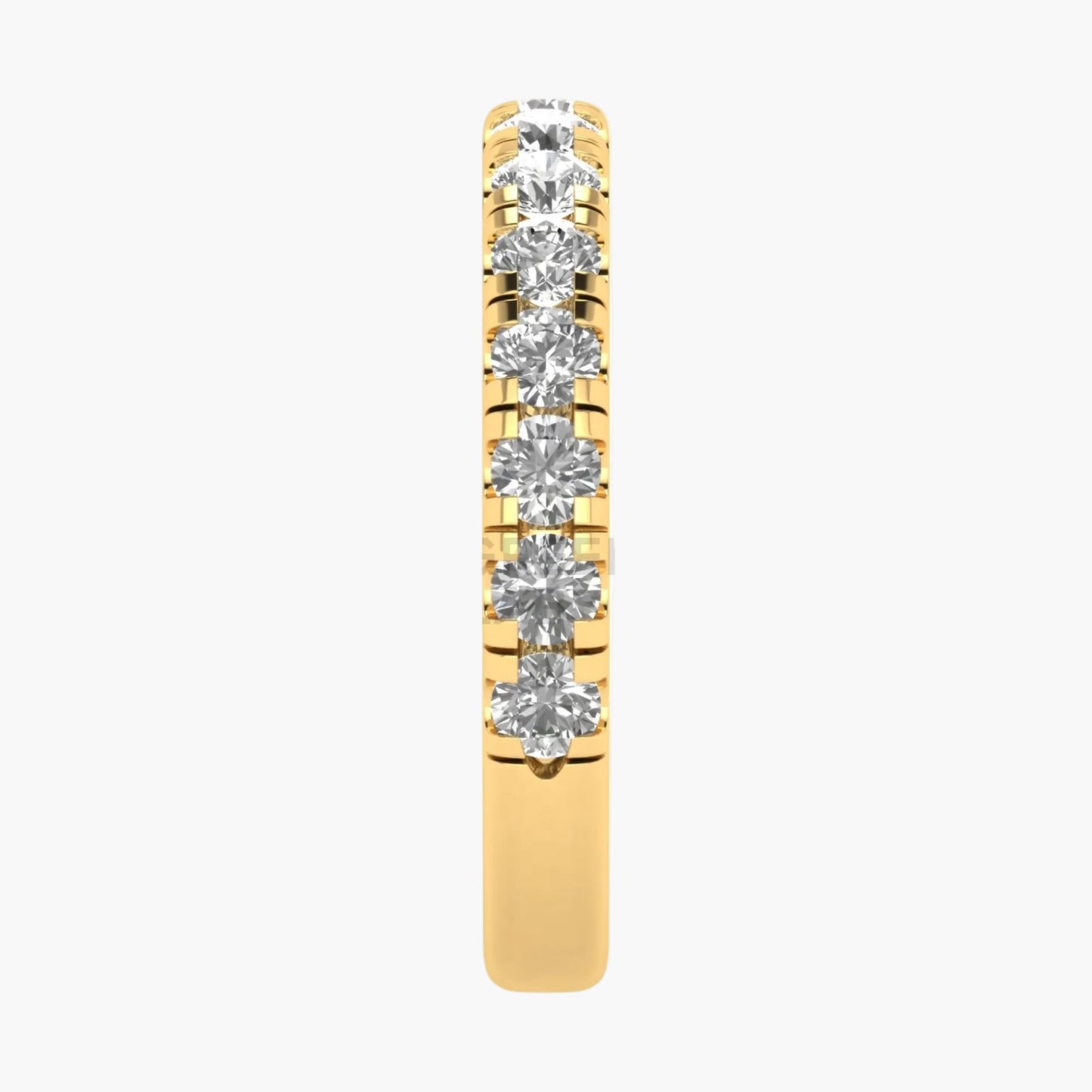 Gold ring with diamonds on a white background