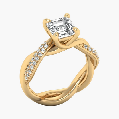 Asscher-Cut Diamond Crossover Engagement Diamond Ring