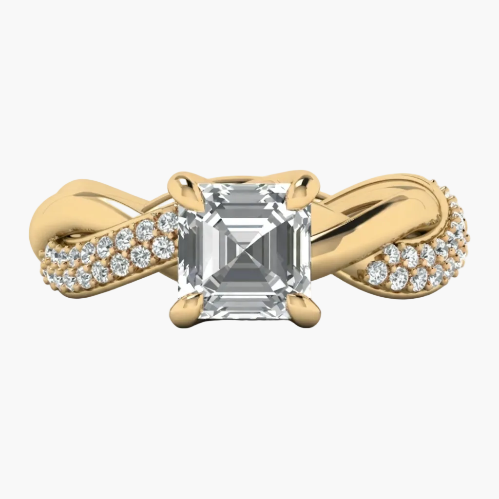 Asscher-Cut Diamond Crossover Engagement Diamond Ring