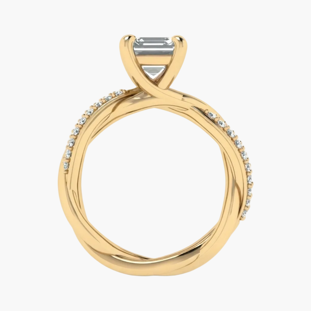 Asscher-Cut Diamond Crossover Engagement Diamond Ring