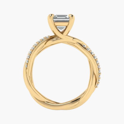 Asscher-Cut Diamond Crossover Engagement Diamond Ring